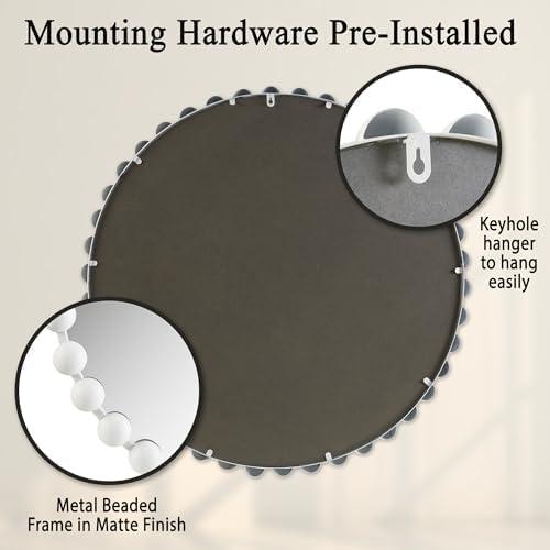 Marlowe Beaded Round Metal Wall Mirror