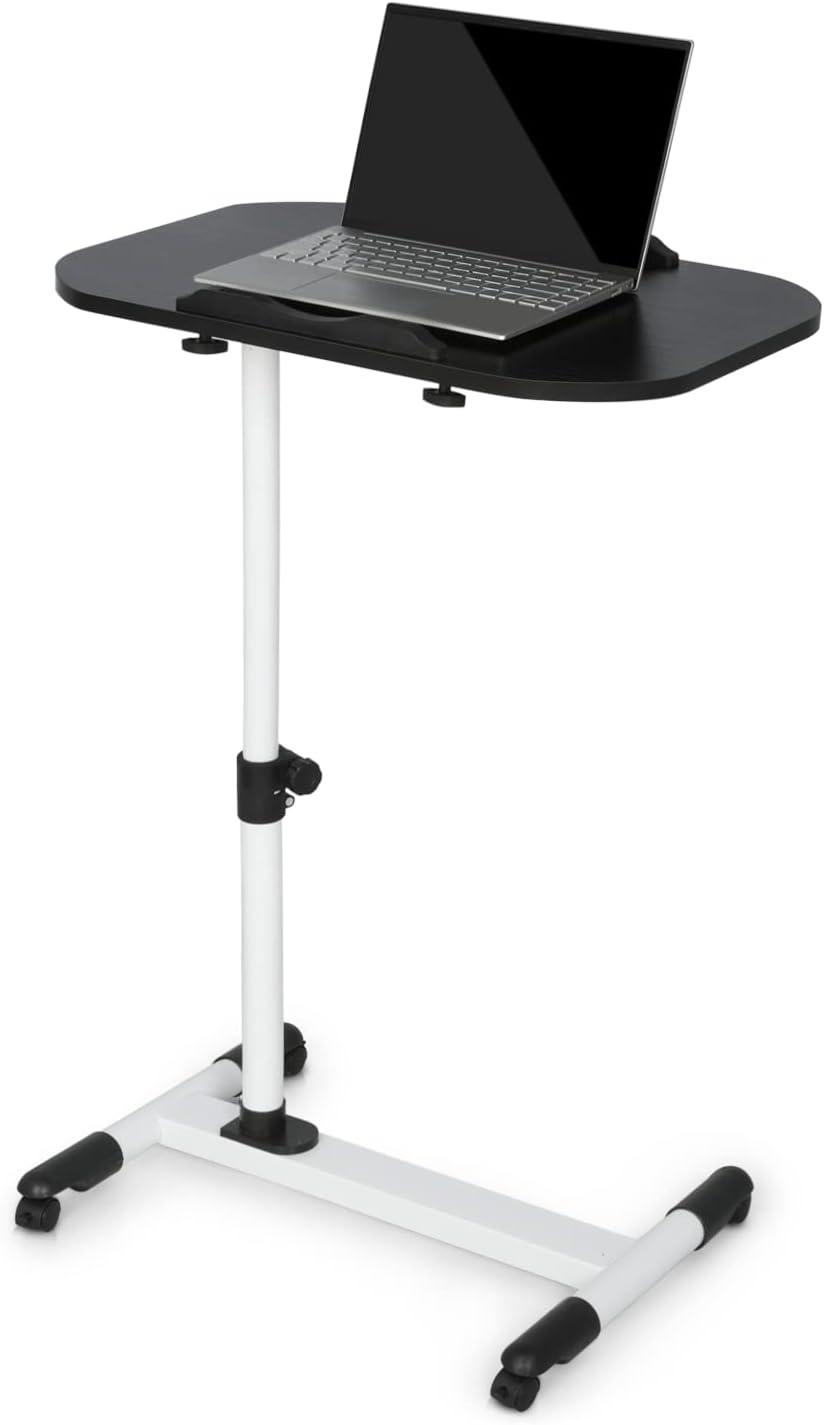MoNiBloom Mobile Computer Desk, Adjustable Height Standing Table, Laptop Desk Rolling Sit-Stand with Wheels