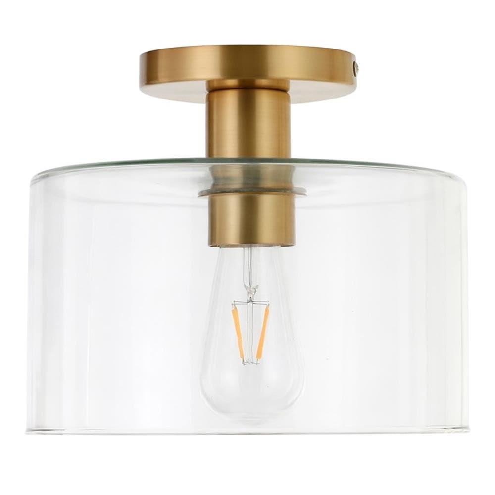 Evelyn&Zoe 10" Polished Nickel Finish Metal/Glass Semi Flush Mount