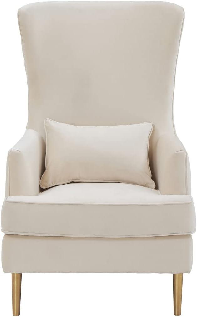 TOV Furniture Alina 19.7" Tall Tufted Back Velvet Accent Chair in Cream