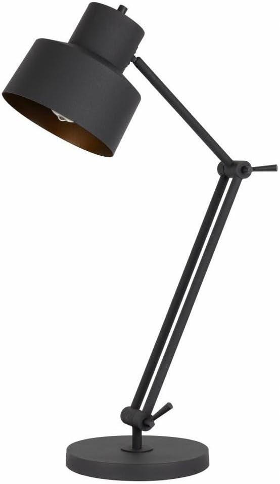 Adjustable Black Metal Desk Lamp with Circular Shade