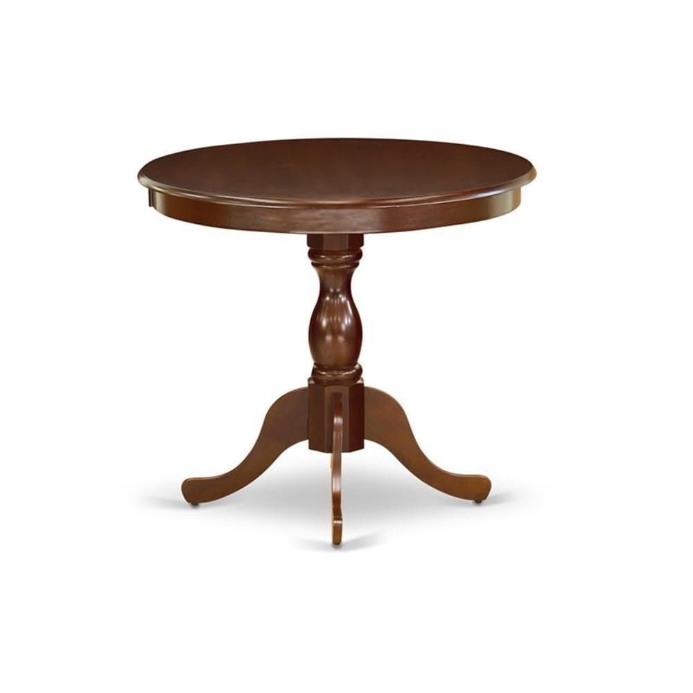 East West Furniture Antique Wood Dining Table with Pedestal Legs in Mahogany