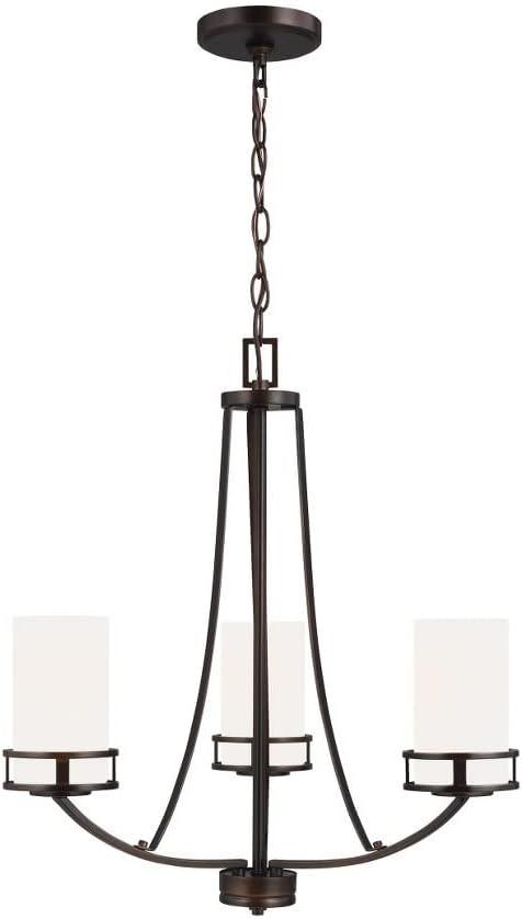 Generation Lighting 3-Light Robie Chandelier Bronze 3121603-710, Modern Ceiling Light Fixture for Room Decor| Chandelier for Dining Room or Living Room Uses A19 Standard or LED Light Bulbs