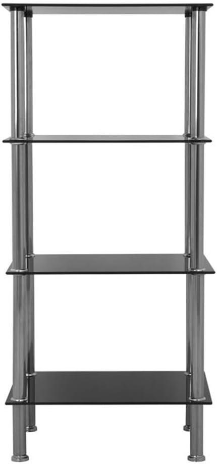 AVF S44-A Small 4-Shelf Unit, Black Glass and Chrome