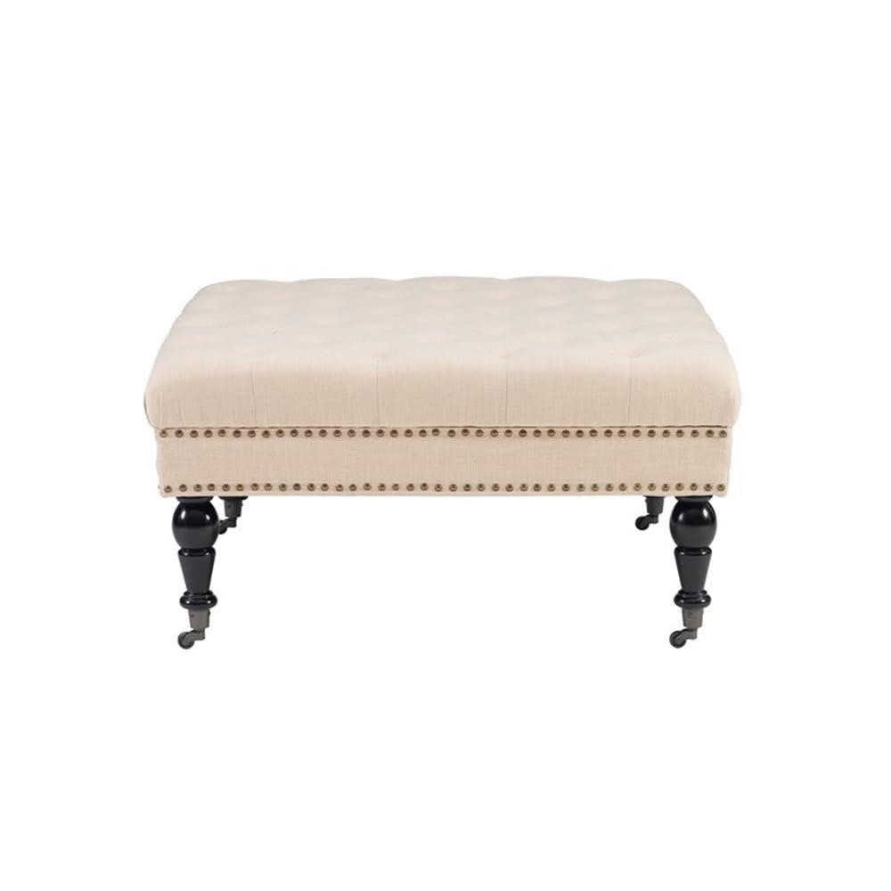 Kelly Clarkson Home Landis 35" Nailhead Trim Tufted Upholstered Ottoman