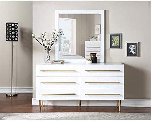 Marisol Mid-Century White Dresser with Brushed Gold Accents