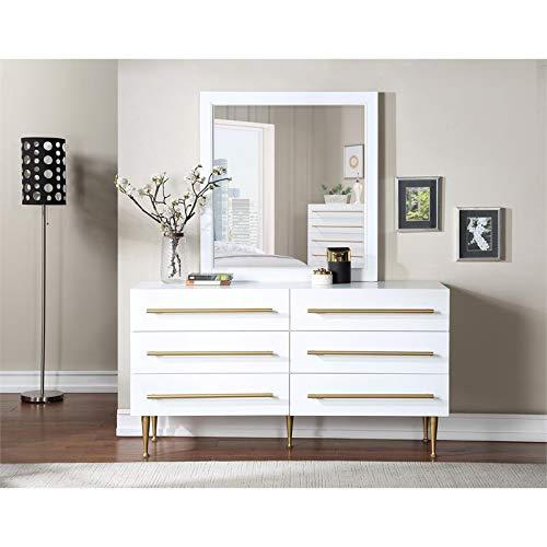 Marisol Mid-Century White Dresser with Brushed Gold Accents