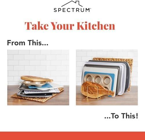 Spectrum Diversified Euro Kitchen Organizer for Plates, Cutting Boards Bakeware, Cooling, Pots & Pans, Serving Trays, Reusable Containers, and Lids Holder Rack, Industrial Gray