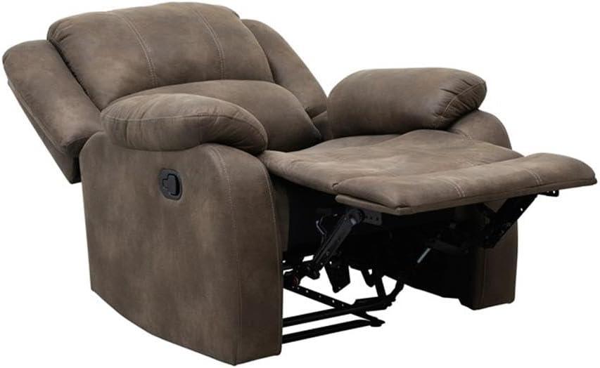 Lexicon Fairview Polished Microfiber Upholstered Manual Recliner in Brown