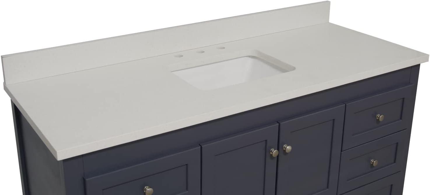 Abbey 60-inch Marine Gray Bathroom Vanity with Quartz Top