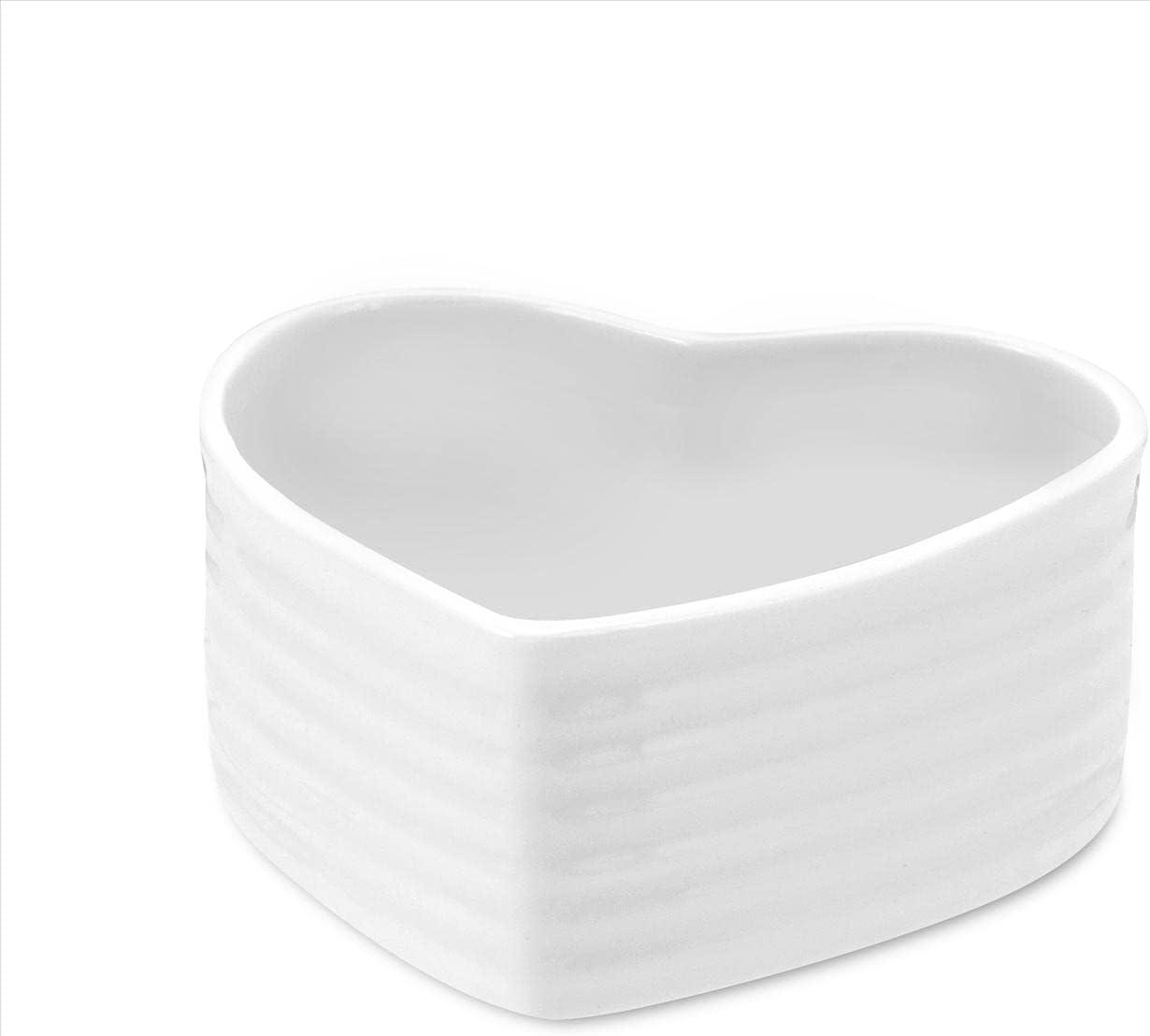 White Porcelain Heart-Shaped Ramekins Set of 2