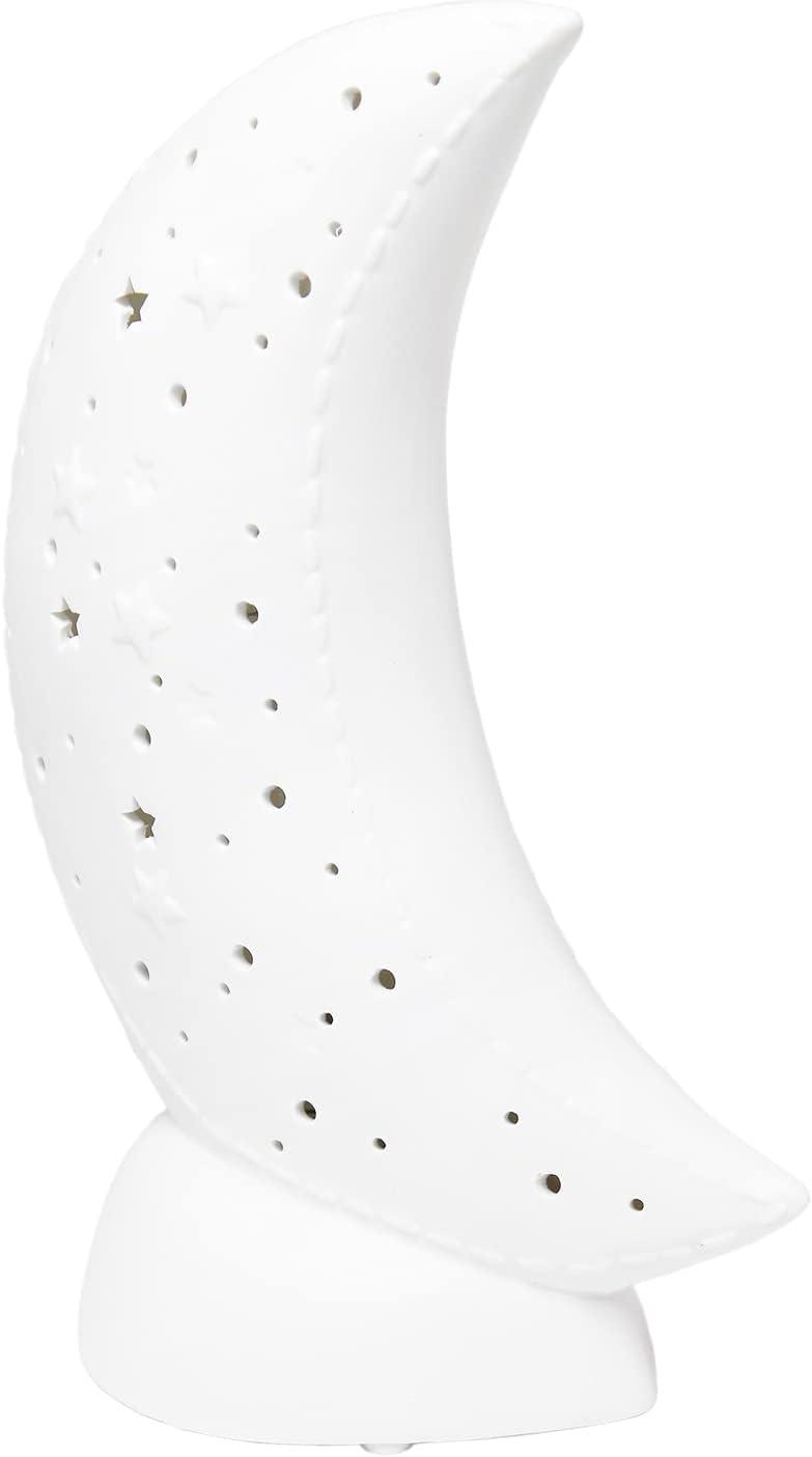 Porcelain Moon Shaped Table Lamp White - Simple Designs: Ceramic, ETL Listed, No Assembly Required