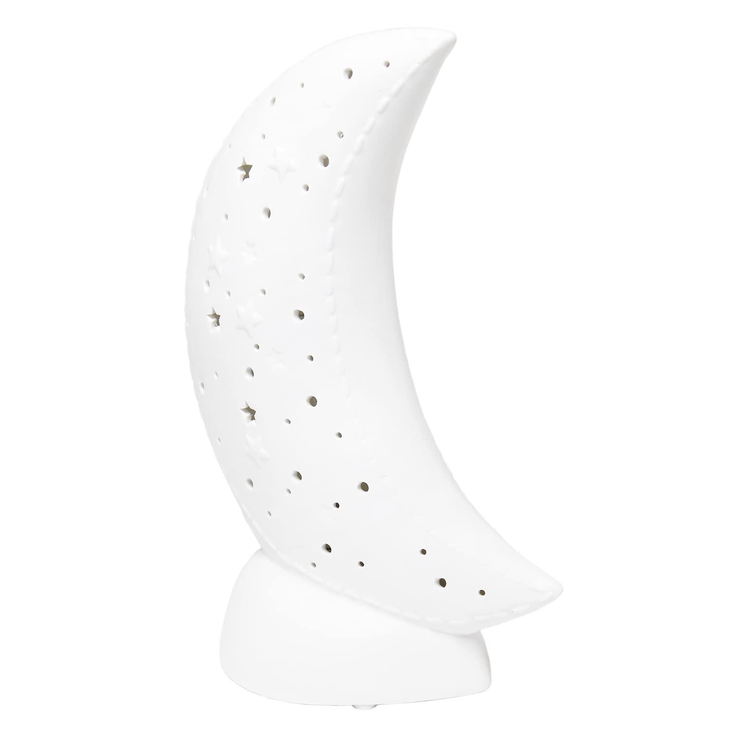 Porcelain Moon Shaped Table Lamp White - Simple Designs: Ceramic, ETL Listed, No Assembly Required