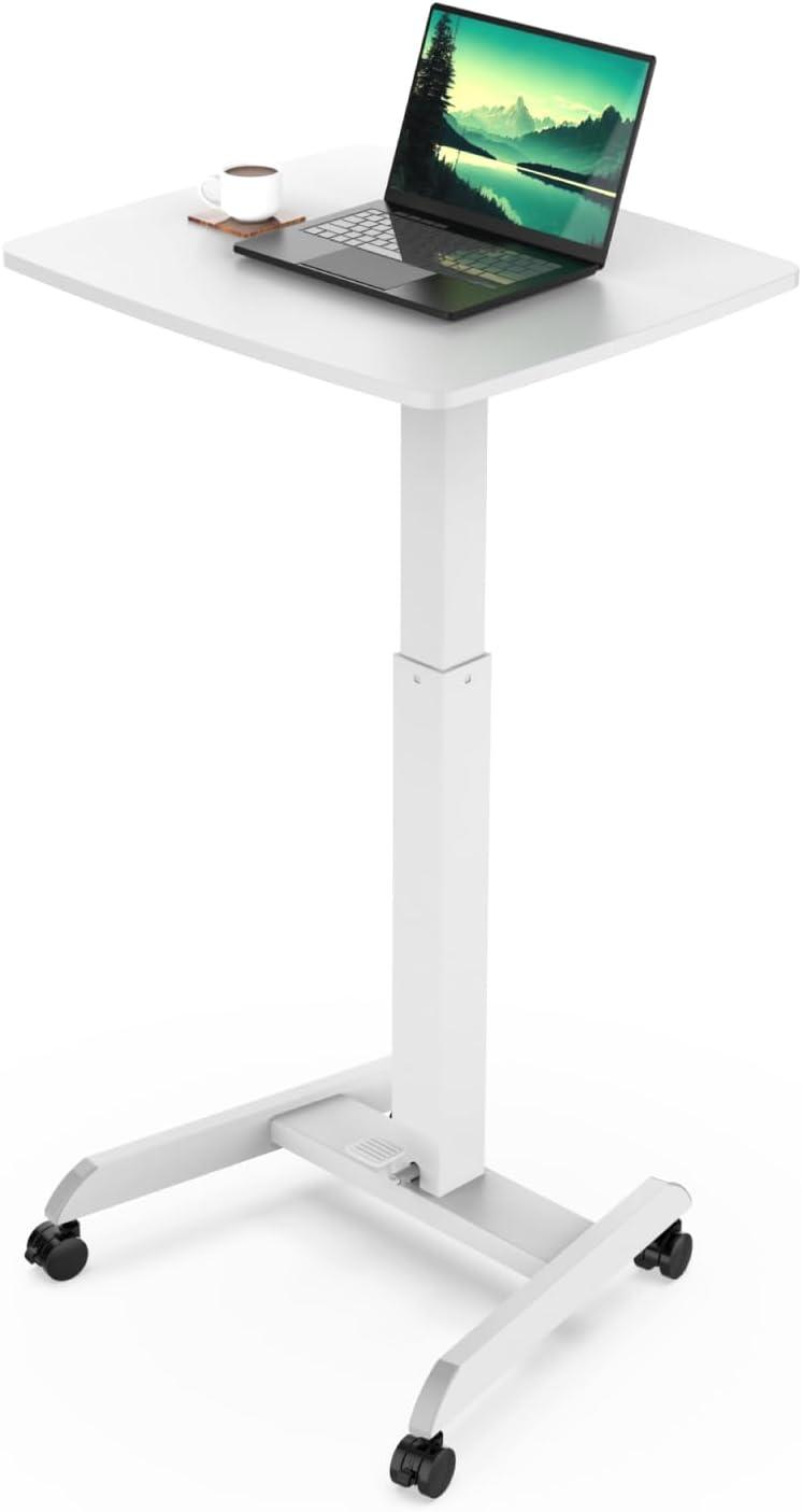 Mount-it Mount-It! Adjustable Rolling Laptop Desk w/ Wheels, Standing Mobile Workstation Cart w/ Spring Lift