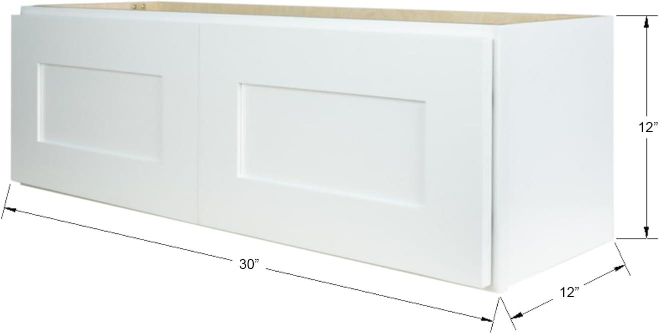 Hollywood Fabiani Design Shaker Wall Kitchen Cabinet Ready to Assemble 30 in. W x 12 in. D x 12 in. H White