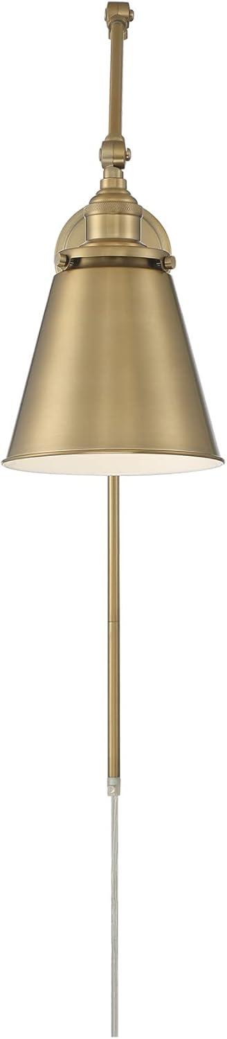 Bayard 13'' Burnished Brass Swing Arm Wall Lamp with Direct and Plug-In Options