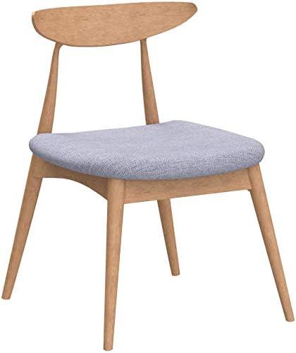 GDF Studio Abitha Mid Century Modern Fabric Upholstered Dining Chairs, Set of 2, Gray and Natural Oak