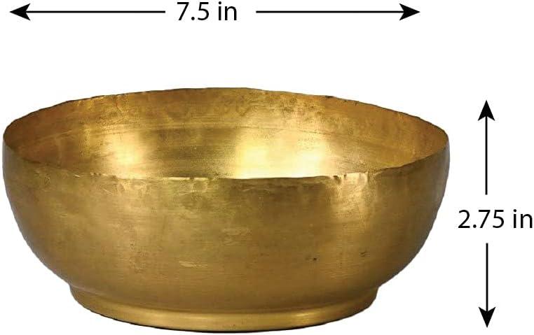 Antique Brass Decorative Bowl with Raw Edges, 7.5" Diameter