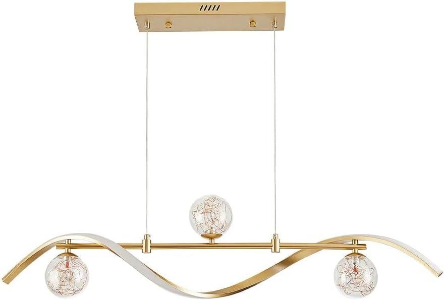 Gold LED Glass Globe 4-Light Modern Island Chandelier