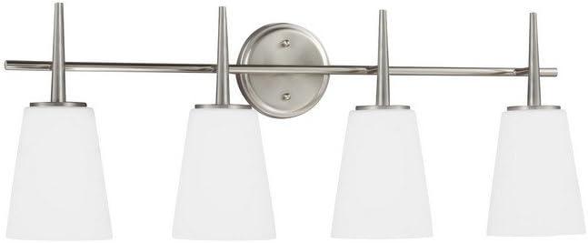 Driscoll Brushed Nickel 4-Light Vanity with Opal Etched Glass Shades