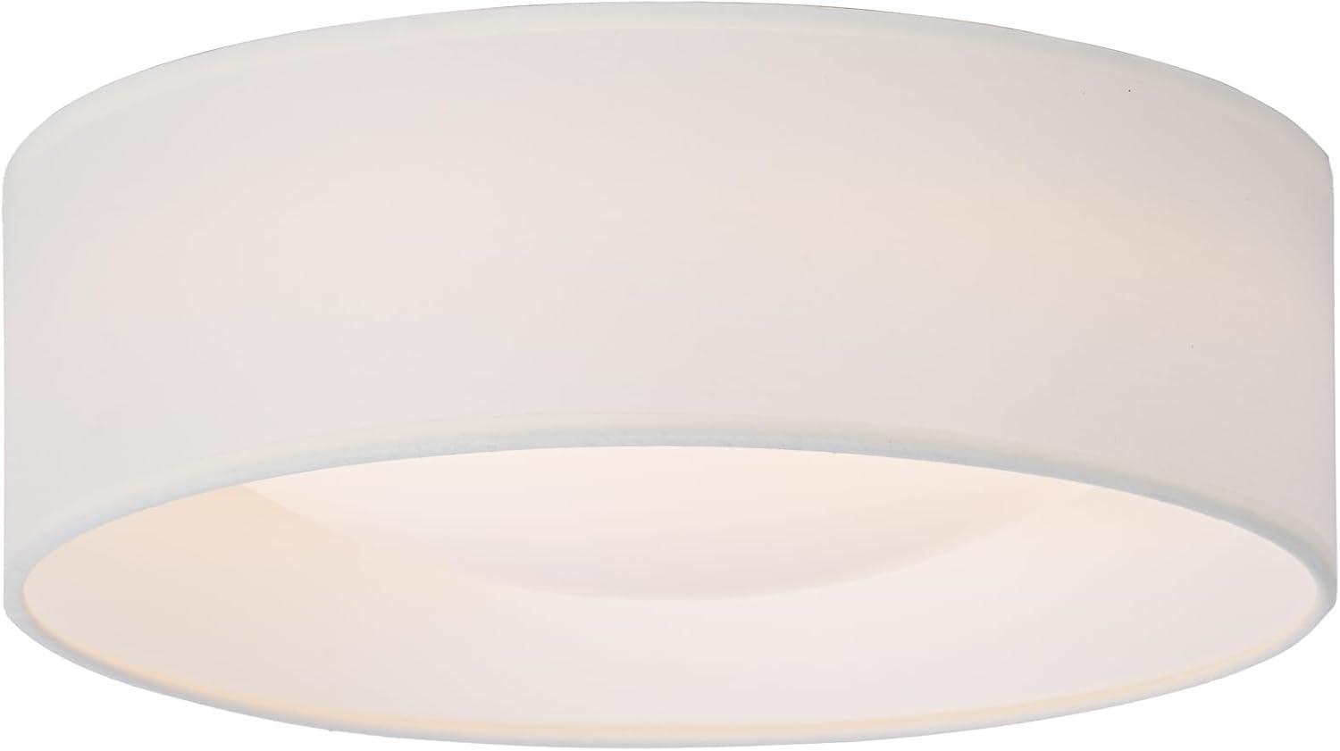 13" White Fabric Flush Mount Ceiling Light, 24W 3000K LED Closed to Ceiling Light Fixture with Classic Linen Drum Design for Bedrooms, Kitchen, Dining Room, Hallway