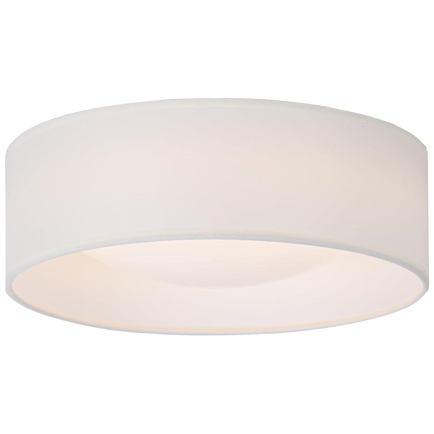 13" White Fabric Flush Mount Ceiling Light, 24W 3000K LED Closed to Ceiling Light Fixture with Classic Linen Drum Design for Bedrooms, Kitchen, Dining Room, Hallway