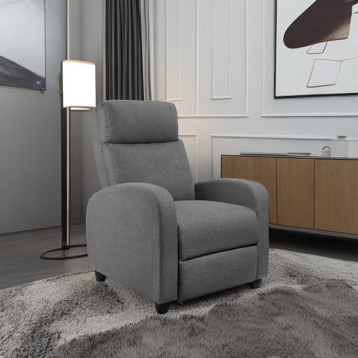 Aurora Grey Metal Frame Recliner with Thick Padding