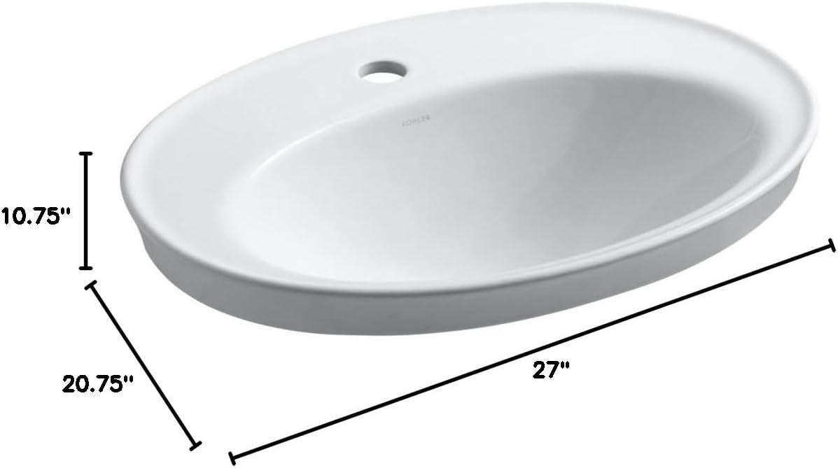 Serif® Ceramic Oval Drop-In Bathroom Sink with Overflow