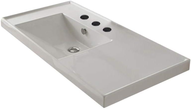 Scarabeo By Nameeks ML 18.5'' Glossy White Vitreous China Rectangular Drop-in, Wall Mount Bathroom Sink with Overflow