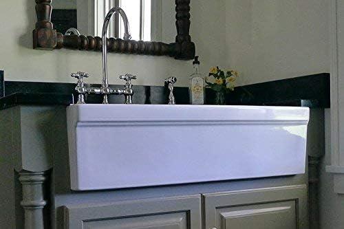 Whitehaus Collection 36" Reversible Single Bowl Fireclay Kitchen Sink: 2-1/2” Lip, 2” Lip Front Apron