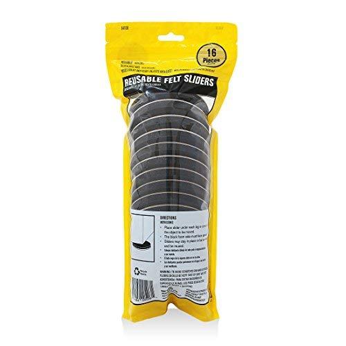 Hard Surface Reusable Furniture Felt Sliders 3-1/2” Round 16-Pack in Resealable Bag by Smart Surface