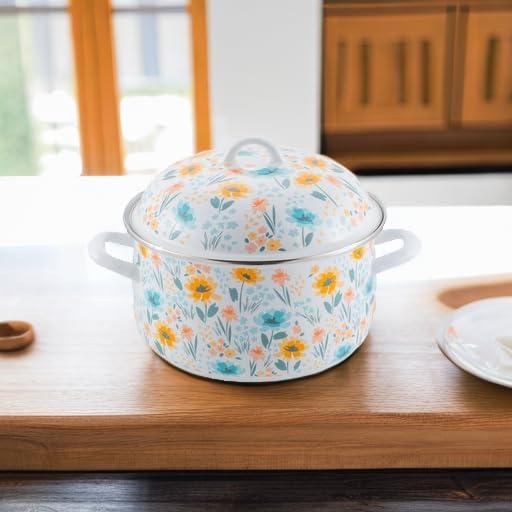 Prep•N•Cook by McSunley 6Qt Floral Porcelain Enamel Dutch Oven