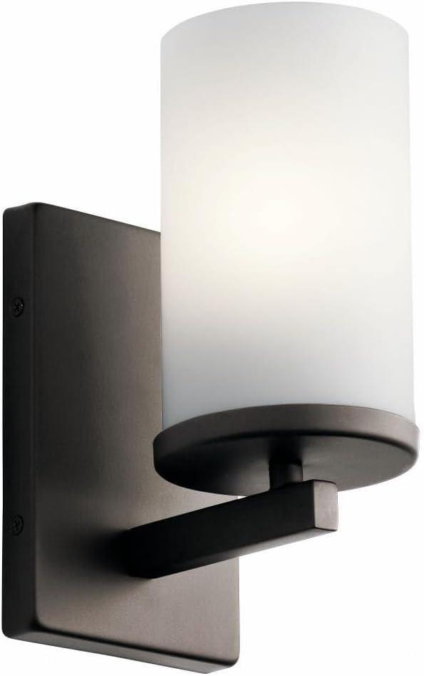 Modern Black Bronze Cylinder Wall Sconce with White Shade