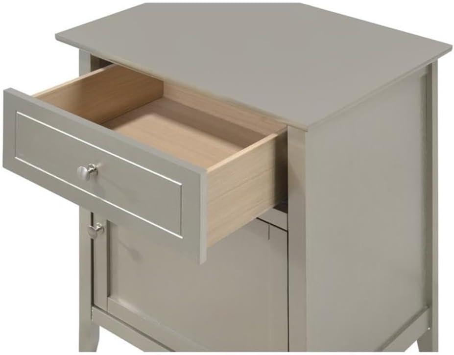 Glory Furniture Izzy Solid Wood 1-Drawer/1-Door Nightstand in Silver Champagne