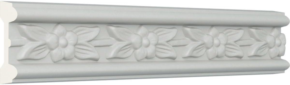 Ekena Millwork 1 7/8"H x 5/8"P x 94 1/2"L, (2 5/8" Repeat), Flower Chair Rail (Set of 8)