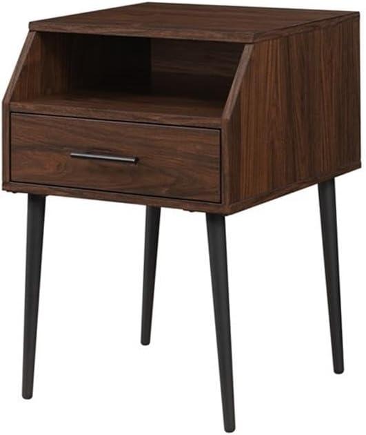 42" 2-Drawer Wood Coffee Table with Hairpin Legs - Dark Walnut/ Black
