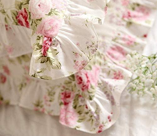 Pink Floral Cotton Ruffled Standard Pillowcases