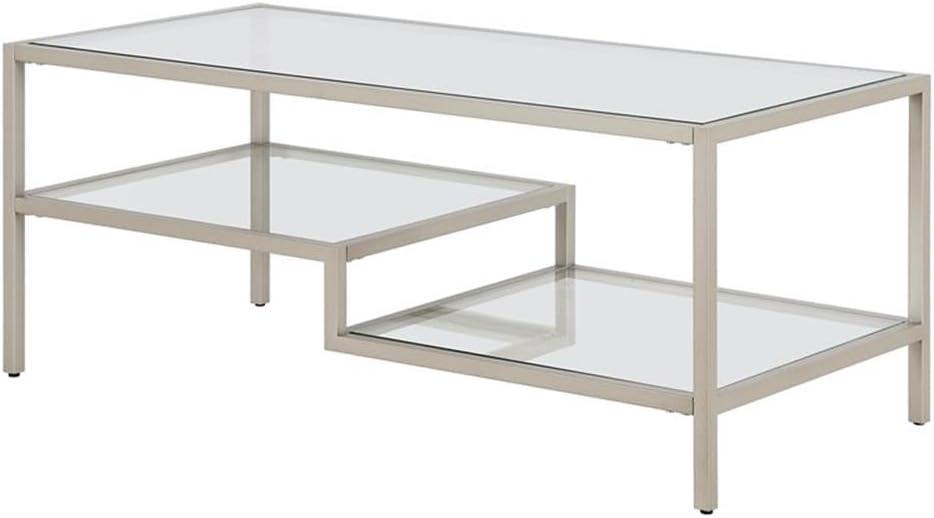 Evelyn&Zoe Lovett 45" Wide Rectangular Coffee Table in Satin Nickel