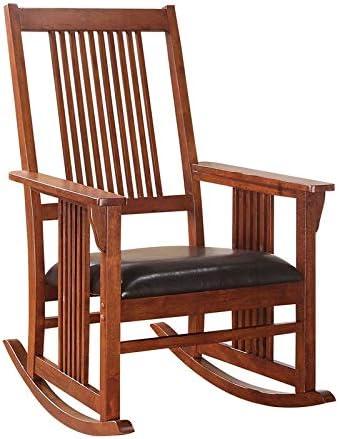 Traditional Style Wooden Rocking Chair with Slat Back Brown - Saltoro Sherpi