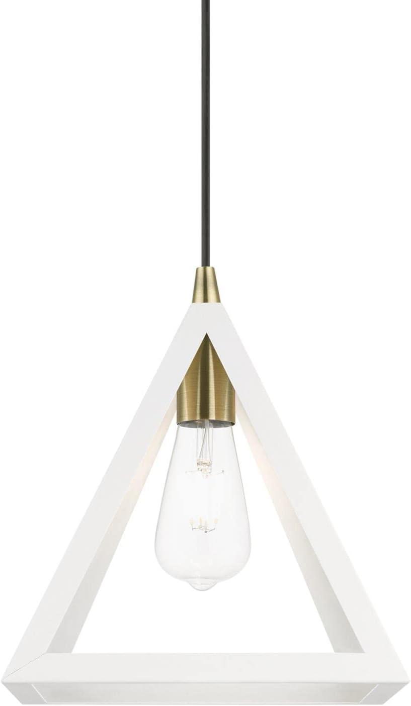 Livex Lighting Pinnacle 1 - Light Pendant in  Textured White/Antique Brass