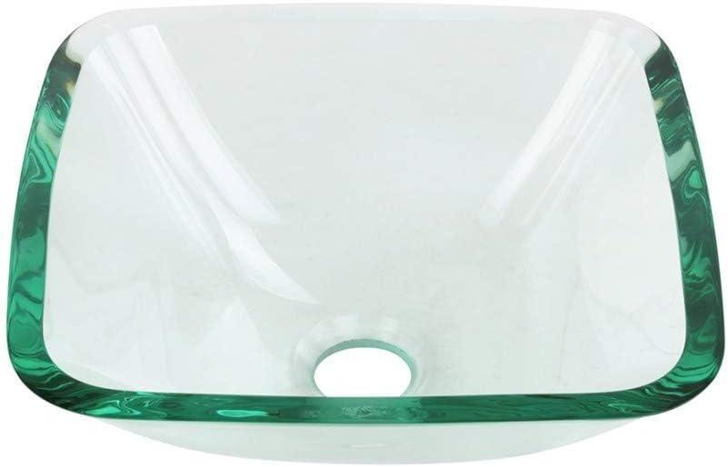 Square Glass Bathroom Vessel Sink with Drain Mini Bath Bowl