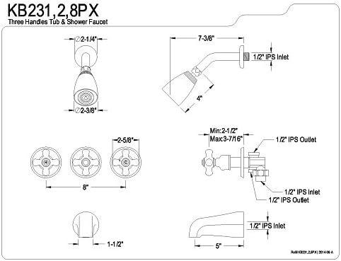 Kingston Brass KB231PX Tub and Shower Faucet, Polished Chrome