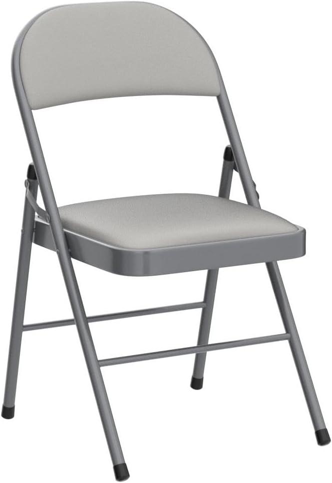 6 Pack Gray Folding Chairs with Padded Cushion and Back for Outside Portable Stackable Commercial Foldable Chairs with Steel Frame for Events Office Wedding Party, 330lbs Capacity