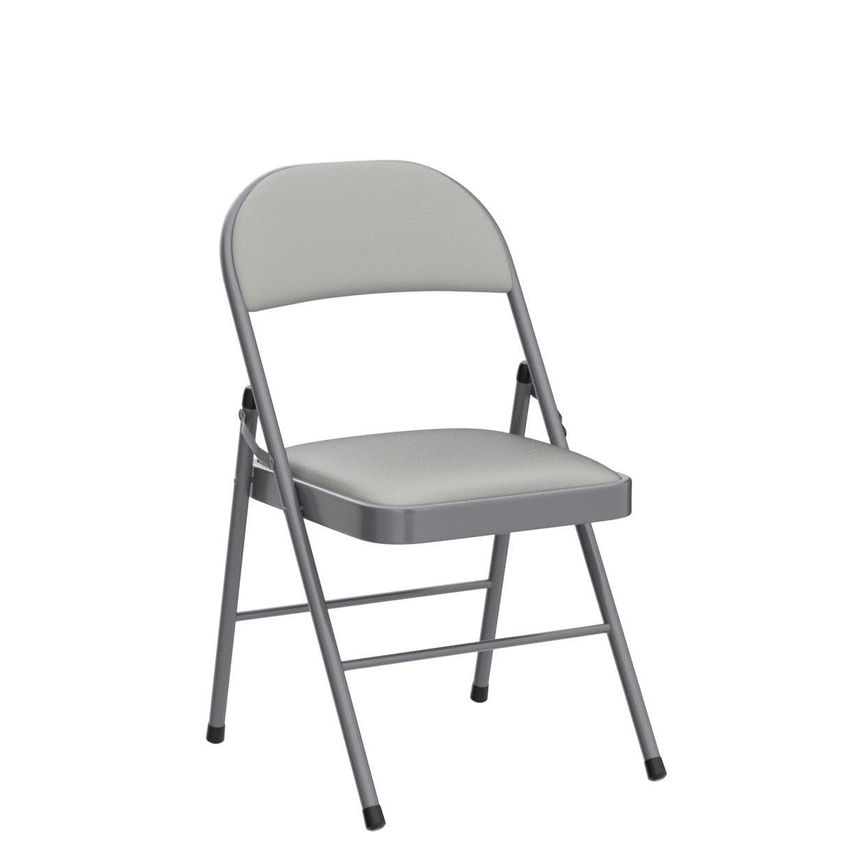 6 Pack Gray Folding Chairs with Padded Cushion and Back for Outside Portable Stackable Commercial Foldable Chairs with Steel Frame for Events Office Wedding Party, 330lbs Capacity