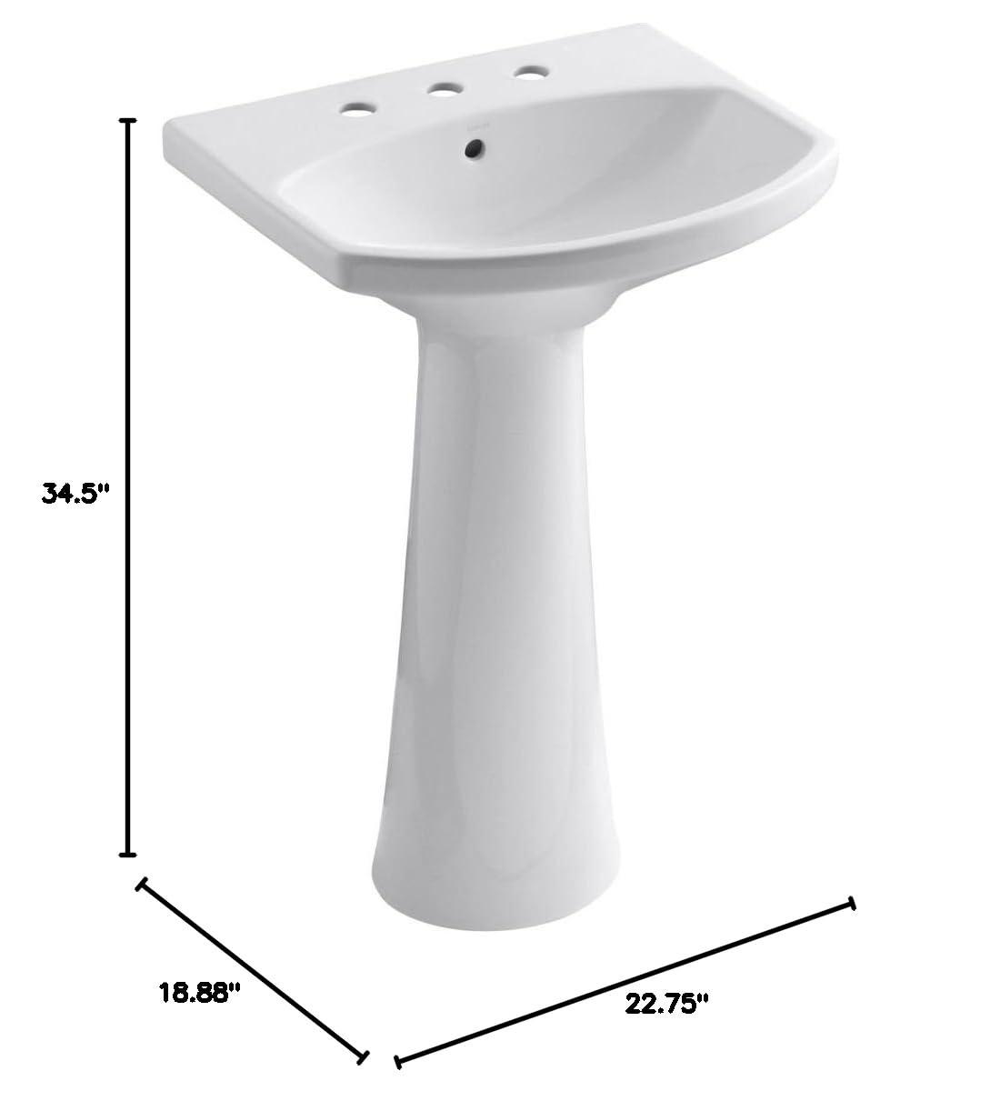 Cimarron® 26.81" Vitreous China U-Shape Pedestal Bathroom Sink with Overflow