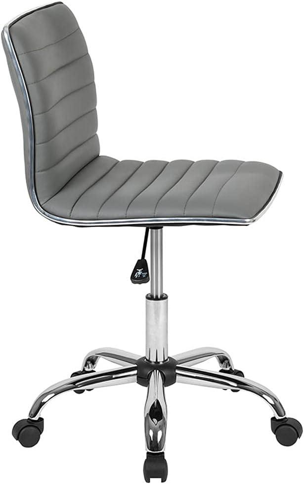 Flash Furniture Low Back Designer Armless Light Gray Ribbed Swivel Task Office Chair