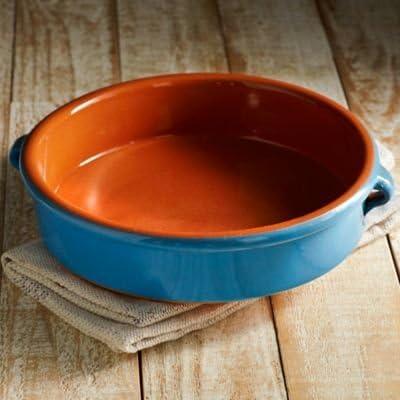 Mediterranean Blue Terra Cotta Round Cazuela - 9.5 Inch