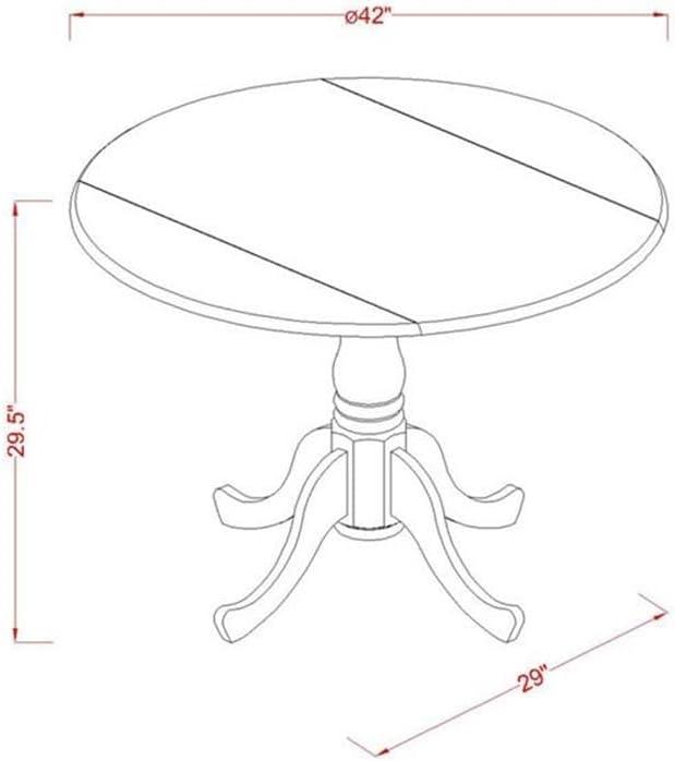 GVJMTKP DLT-BMK-TP Dublin Modern Kitchen Table -  Round Dining Table Top with Dropleaf & Pedestal Base  42x42 Inch  Buttermilk & Cherry