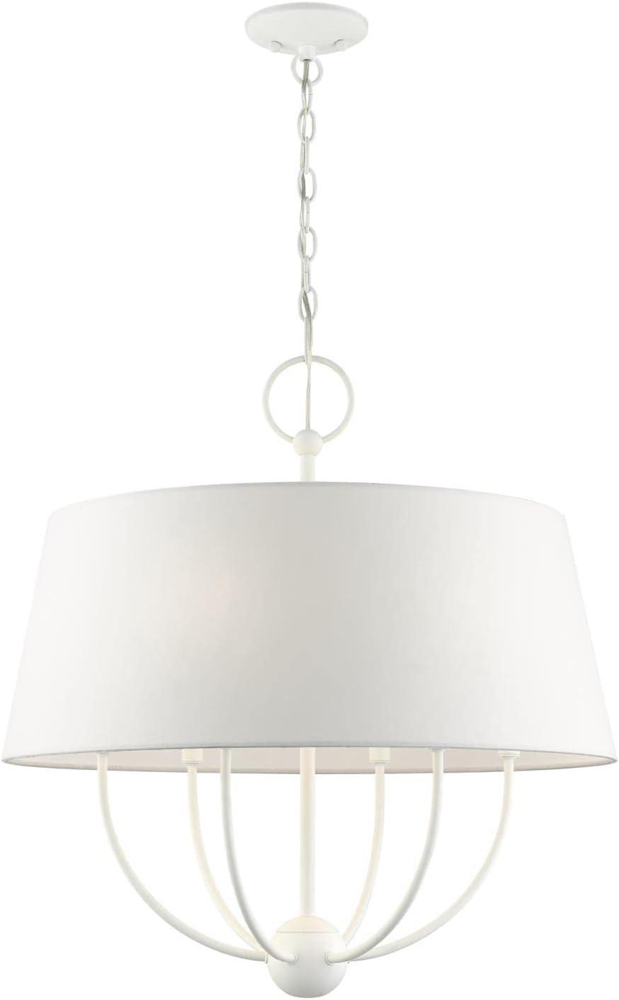 Ridgecrest Transitional 6-Light White Drum Pendant Chandelier