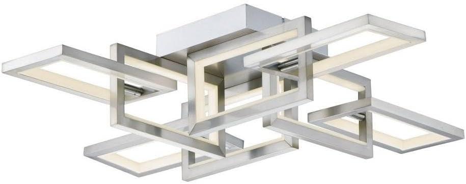 Satin Nickel 8-Light LED Adjustable Flush Mount Ceiling Fixture